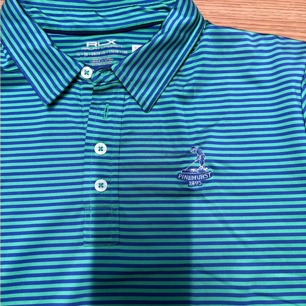 Ralph Lauren RLX Striped Green & Blue Boys' Polo